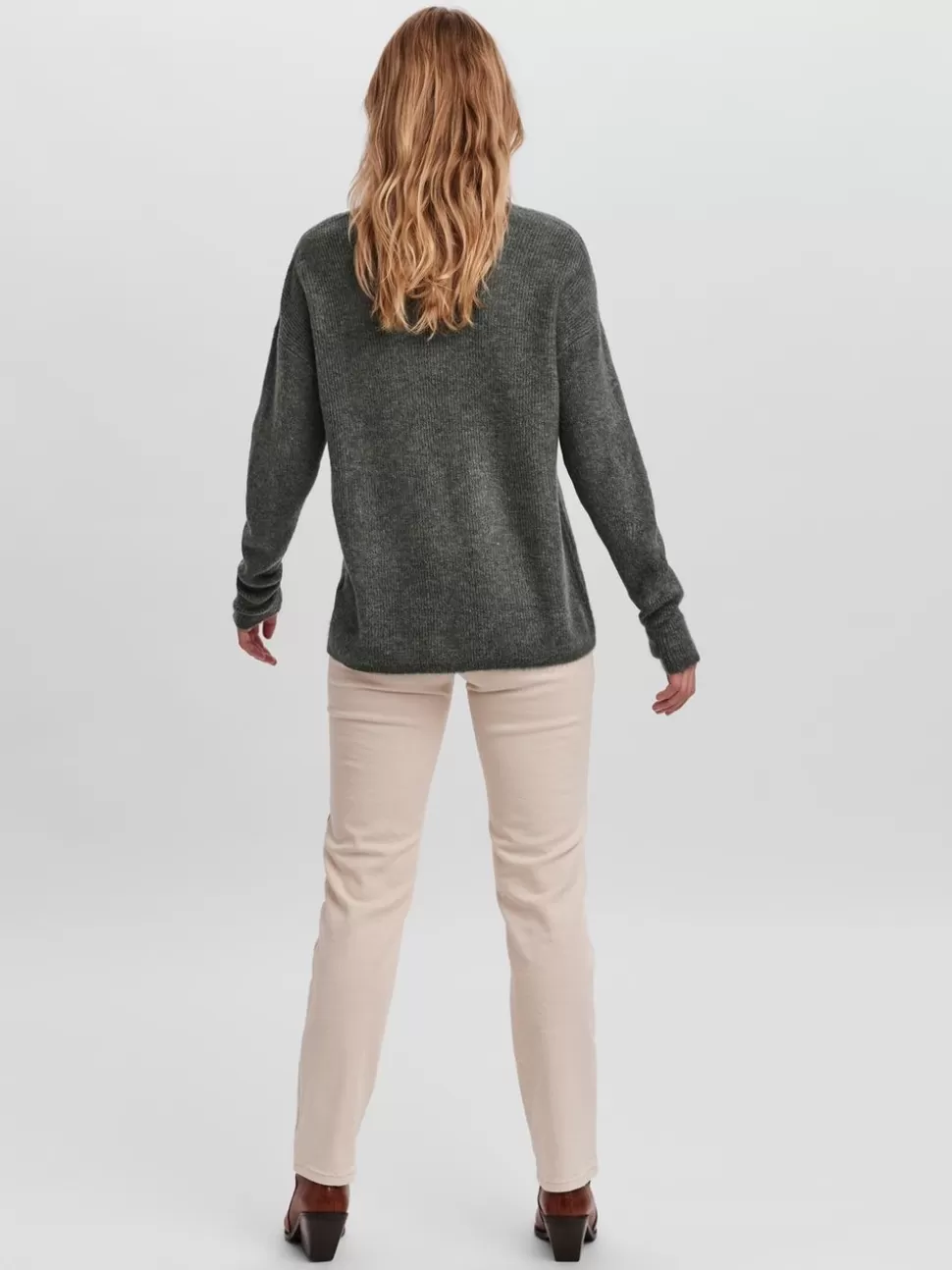 Stickat^VERO MODA VMCREWLEFILE Pullover Balsam Green