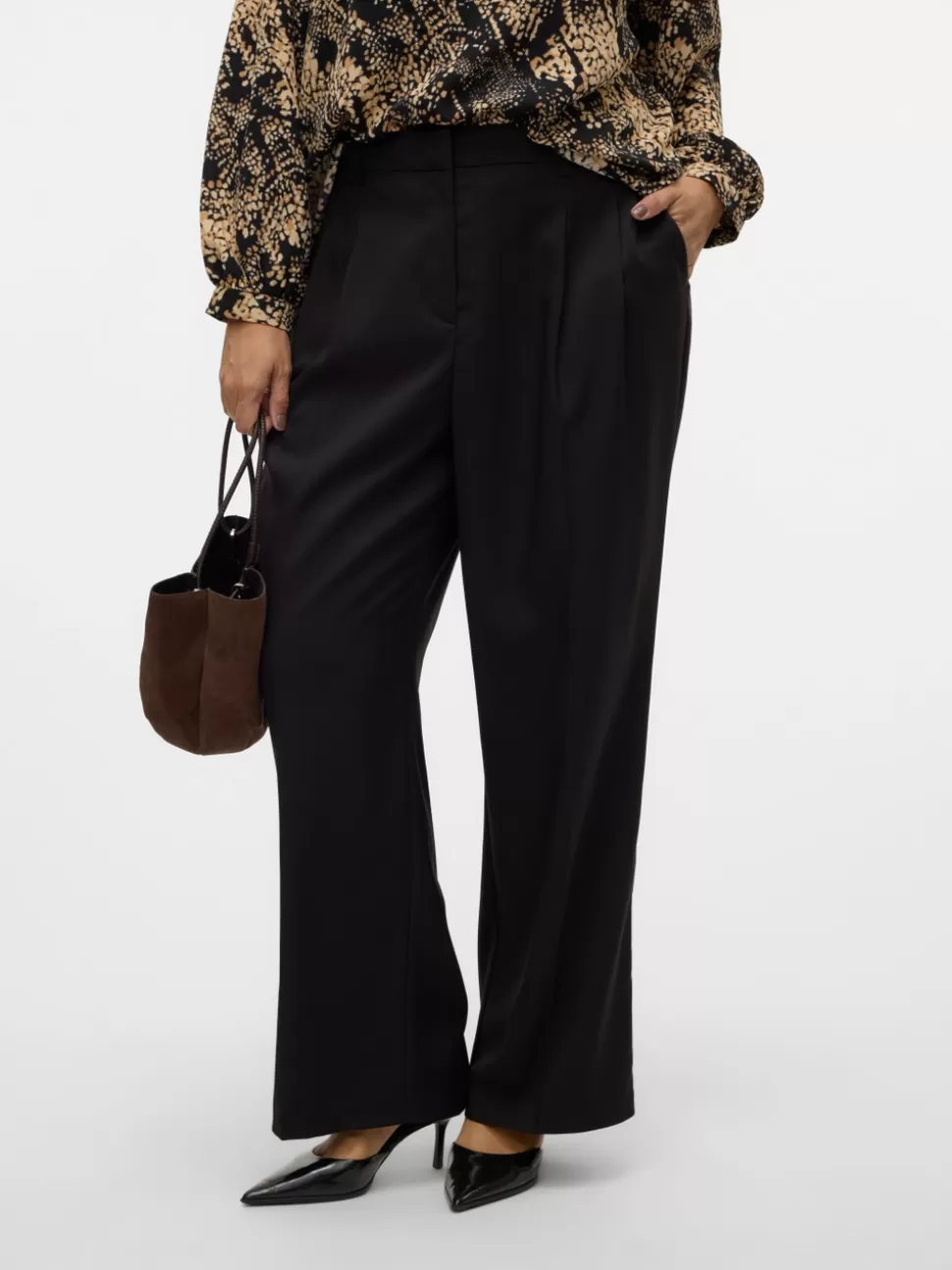 Byxor^VERO MODA VMCRITA Medelhög Midja Byxor Black
