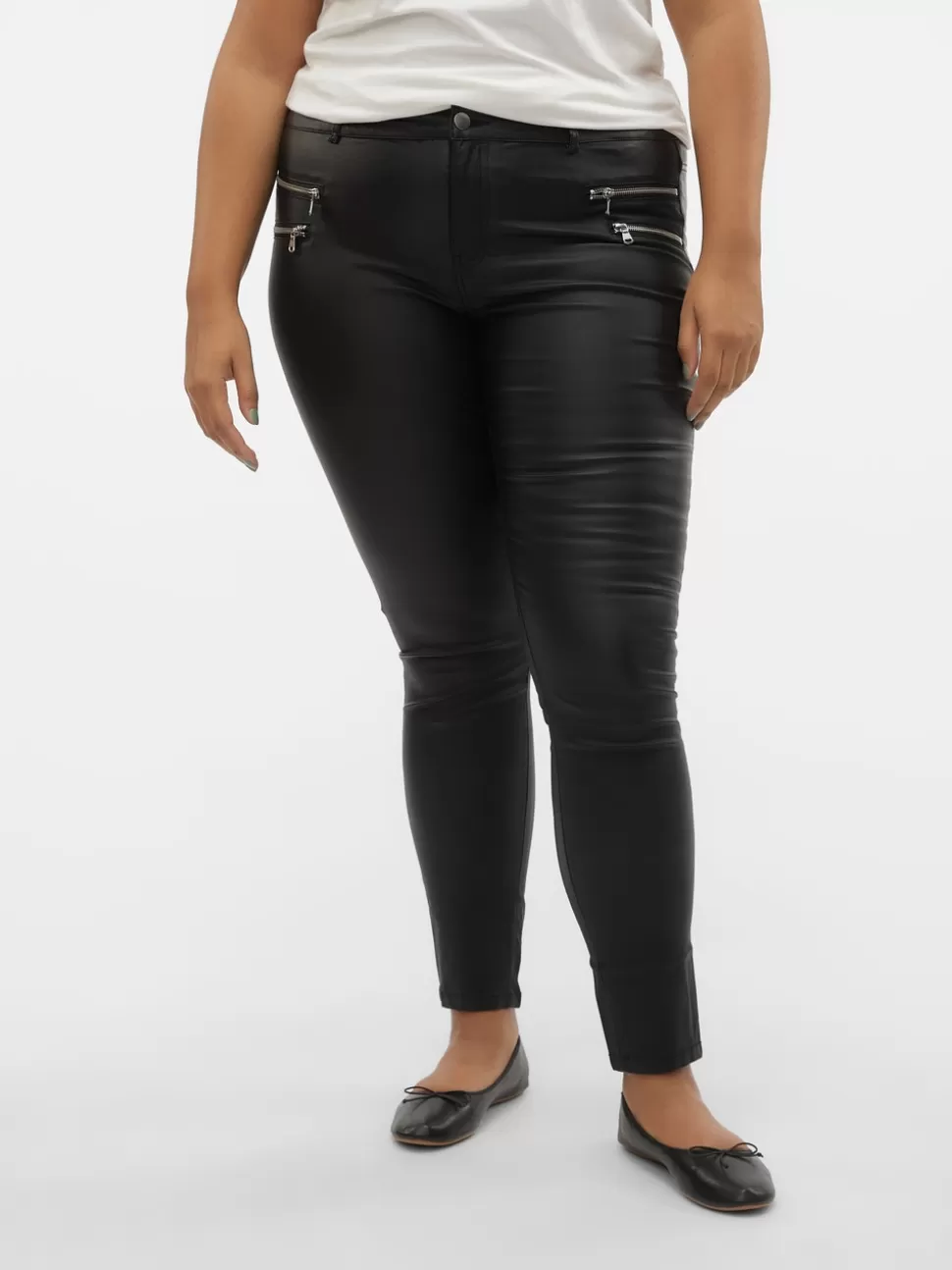 Byxor^VERO MODA VMCSEVEN Medelhög Midja Byxor Black