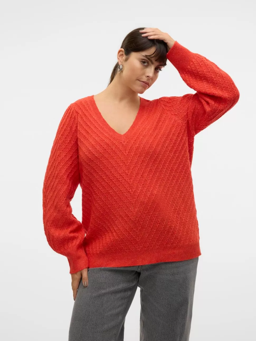 Stickat^VERO MODA VMCSTINNA Pullover Tomato