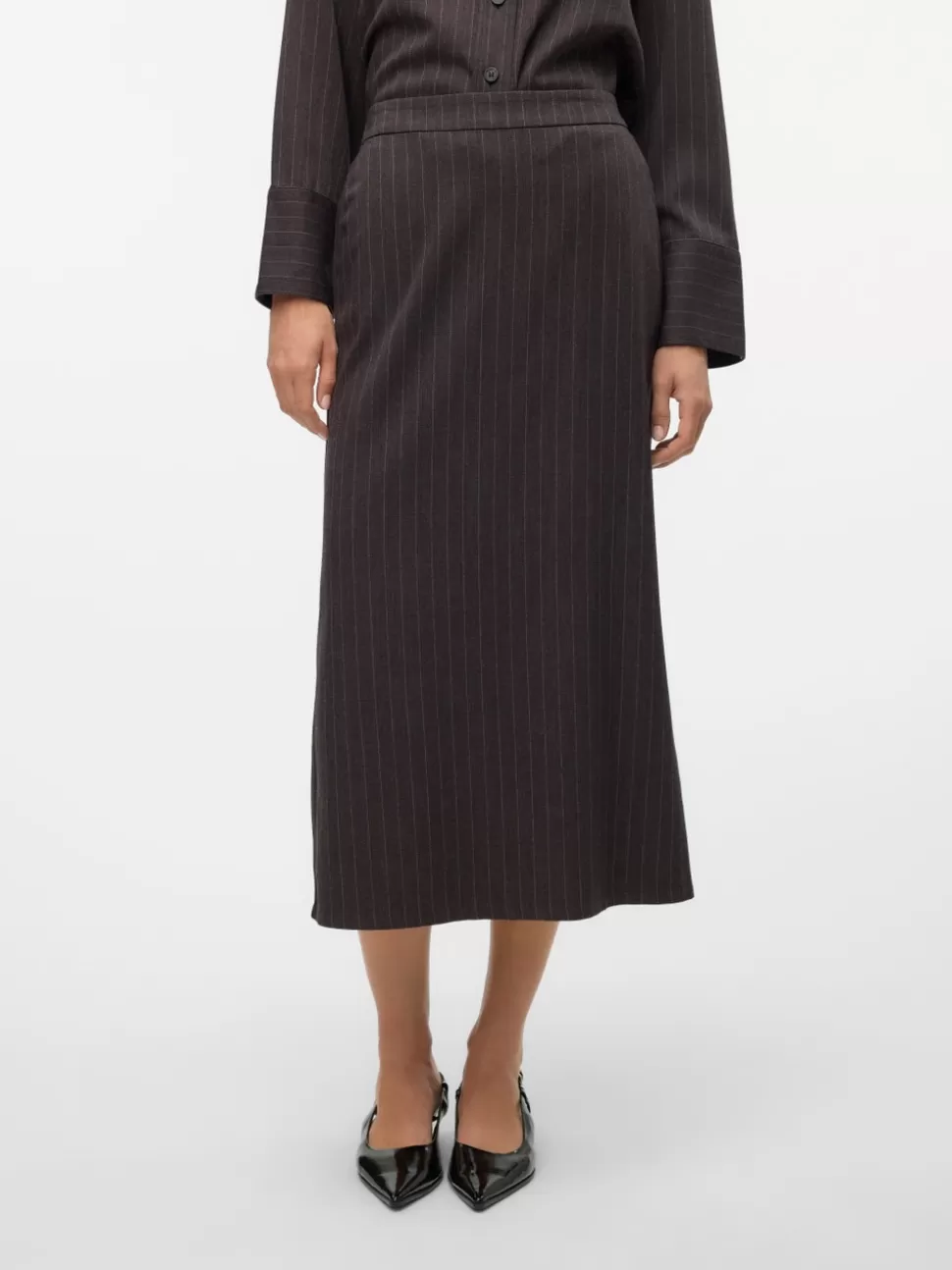 Kjolar^VERO MODA VMDANIA Lång Kjol Dark Grey Melange