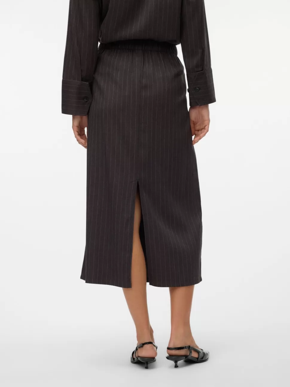 Kjolar^VERO MODA VMDANIA Lång Kjol Dark Grey Melange