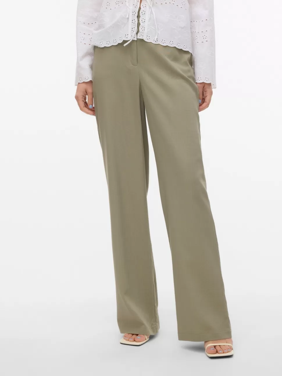 Byxor^VERO MODA VMDINNA Hög Midja Byxor Laurel Oak