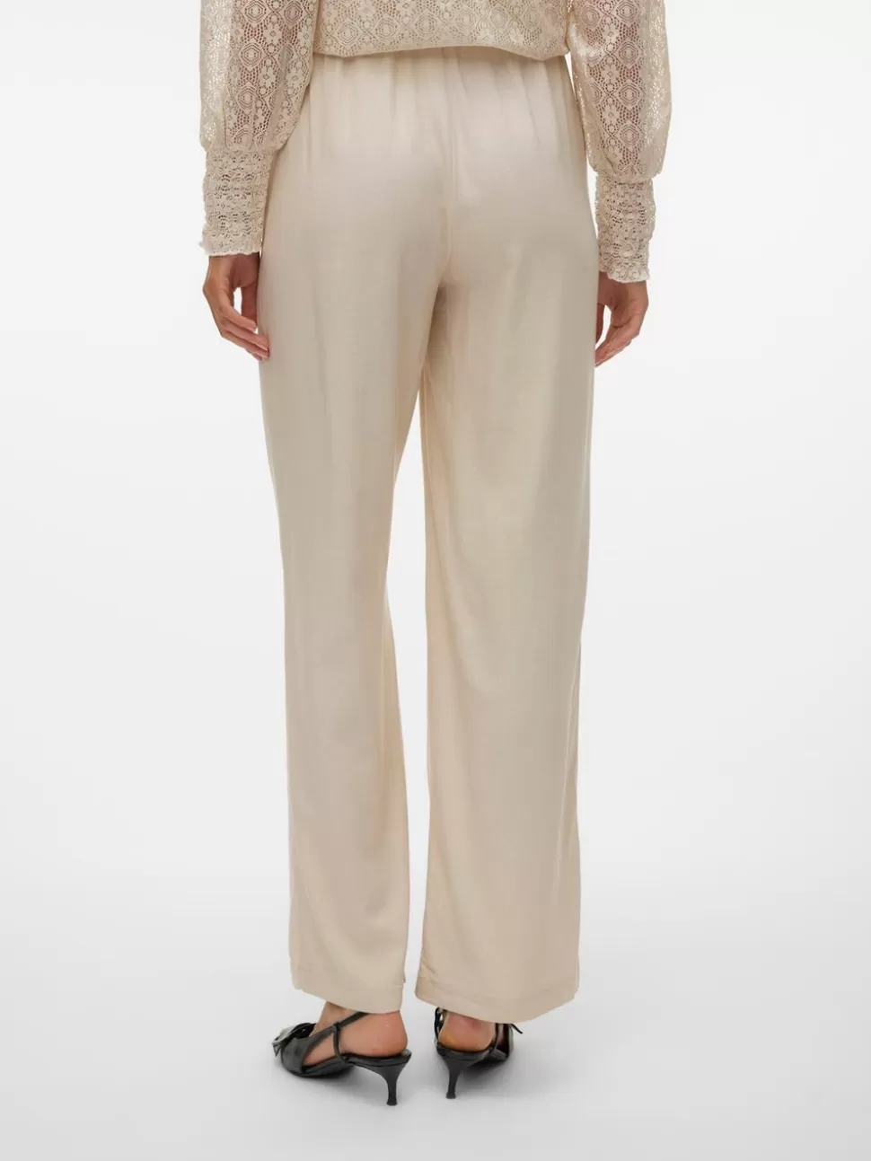 Byxor^VERO MODA VMDINNA Hög Midja Byxor Oatmeal