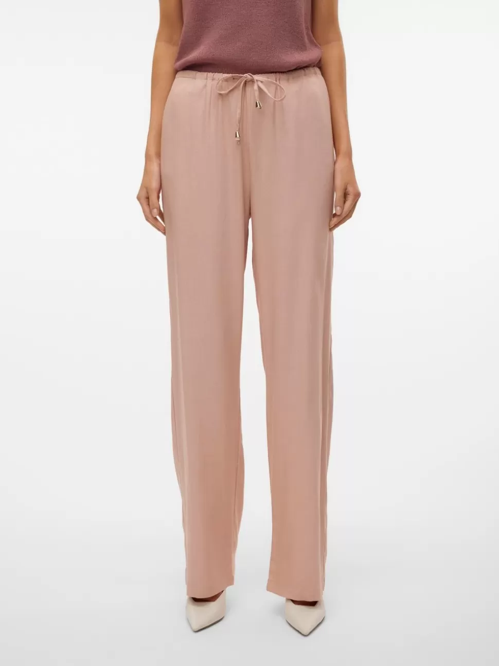 Byxor^VERO MODA VMDINNA Medelhög Midja Byxor Misty Rose