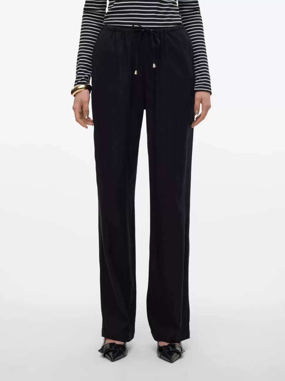 Byxor^VERO MODA VMDINNA Medelhög Midja Byxor Black