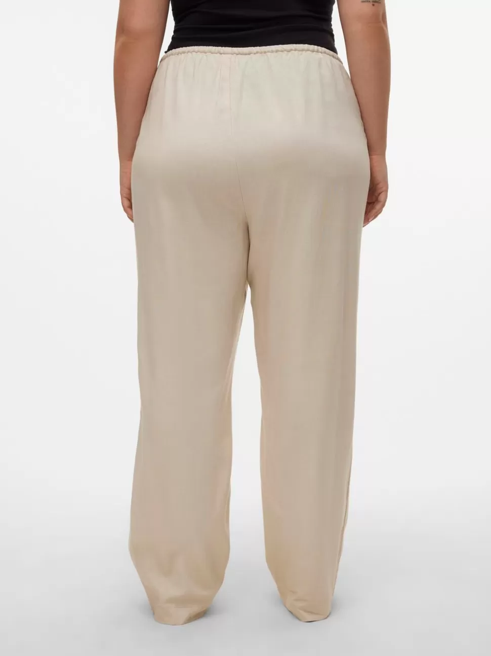 Byxor^VERO MODA VMDINNA Medelhög Midja Byxor Oatmeal