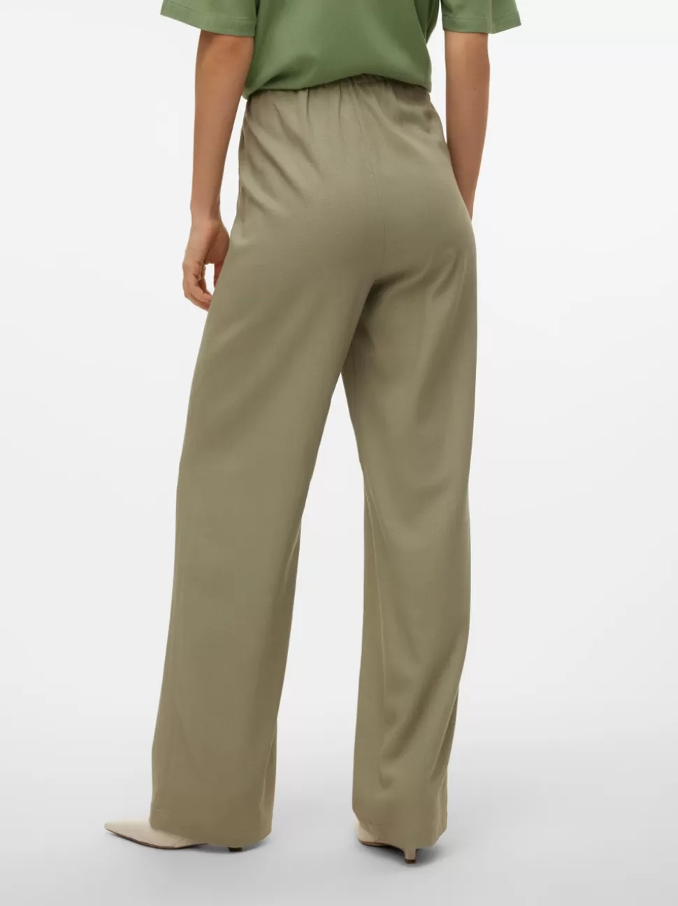 Byxor^VERO MODA VMDINNA Medelhög Midja Byxor Laurel Oak