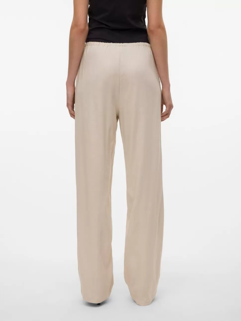 Byxor^VERO MODA VMDINNA Medelhög Midja Byxor Oatmeal