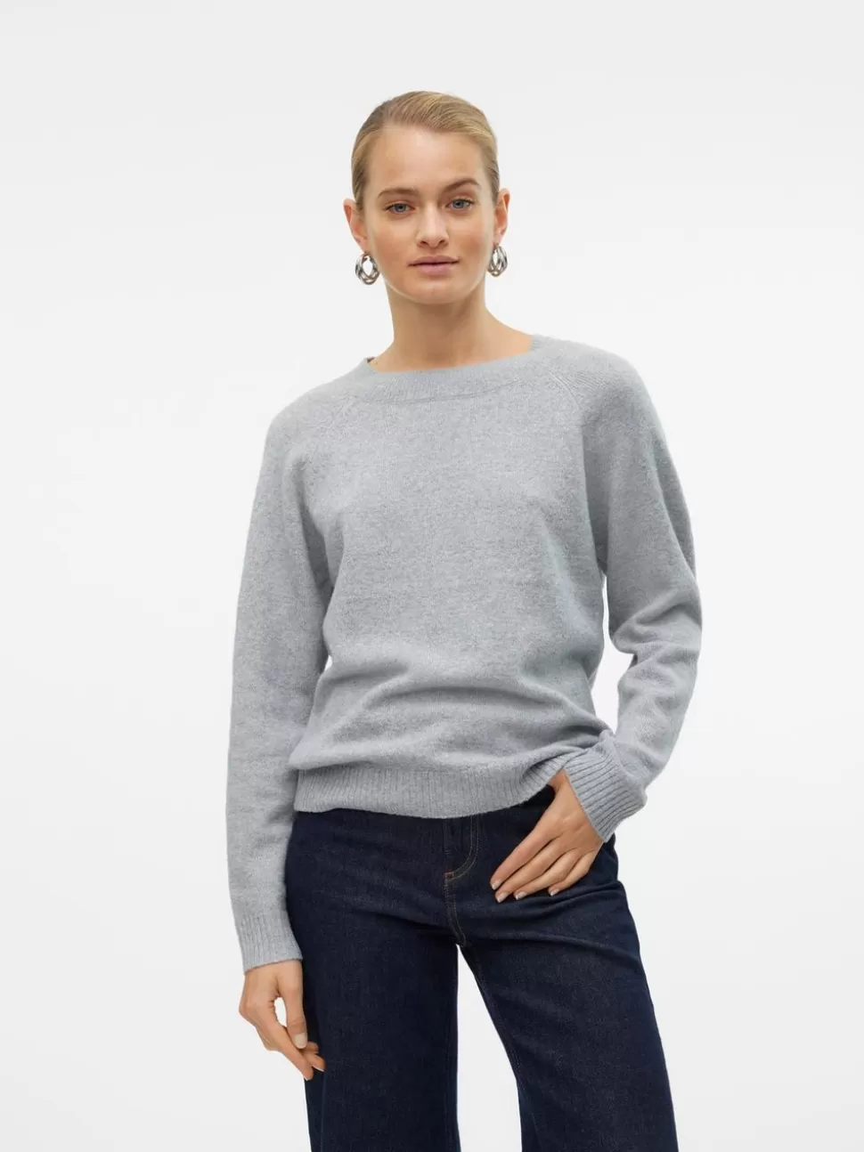 Stickat | Toppar^VERO MODA VMDOFFY Pullover Light Grey Melange