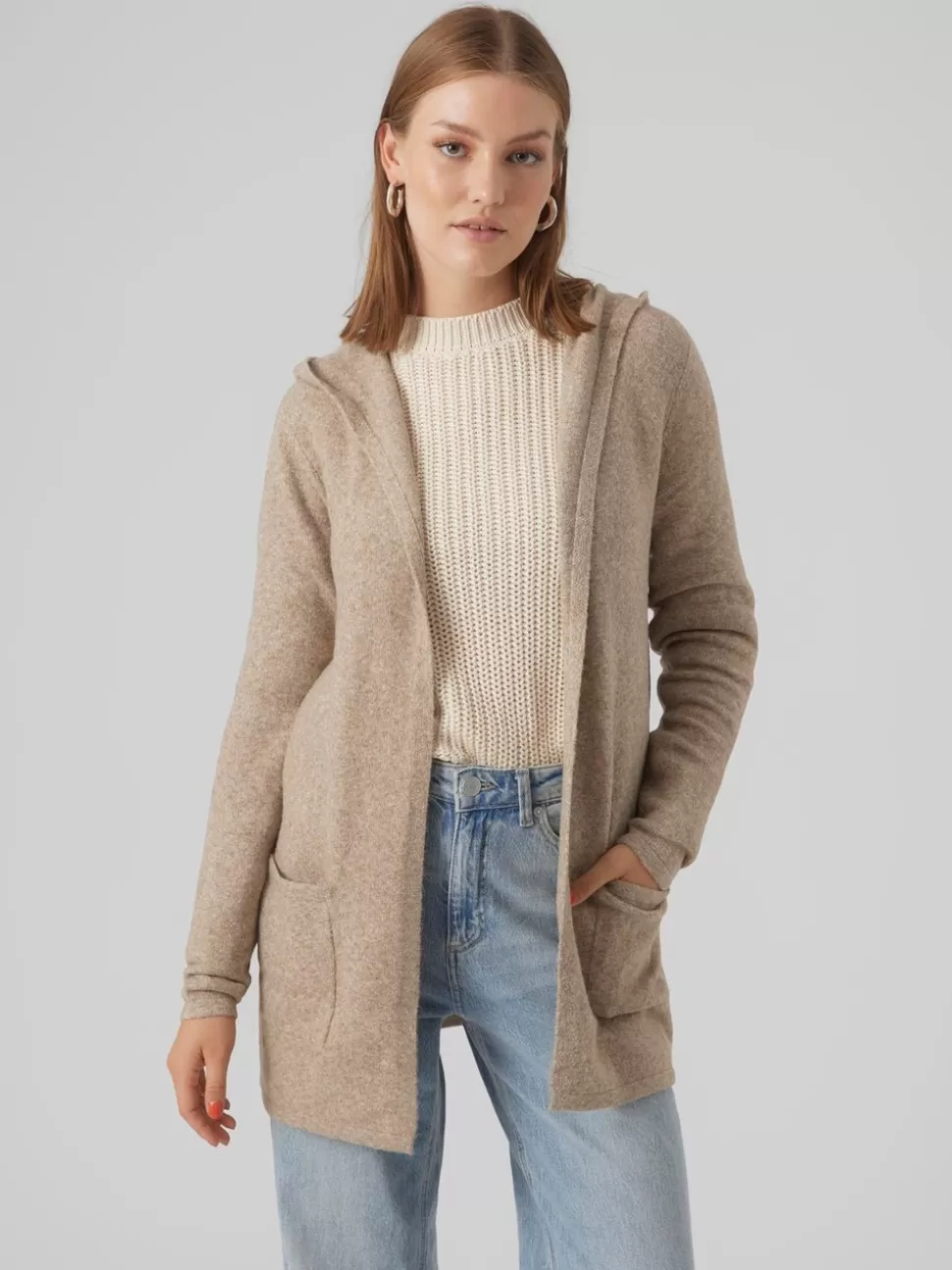 Stickat^VERO MODA VMDOFFY Stickad Kofta Sepia Tint