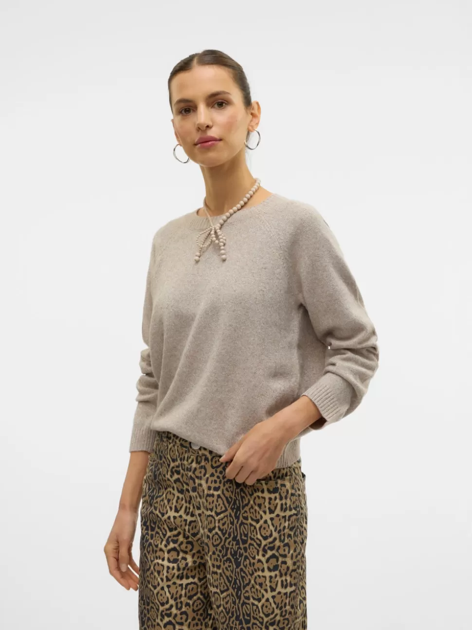 Stickat^VERO MODA VMDOFFYSHINE Pullover Silver Mink
