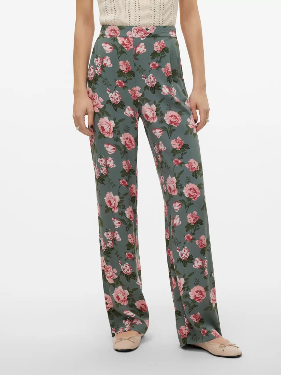 Byxor^VERO MODA VMEASY Hög Midja Byxor Laurel Wreath
