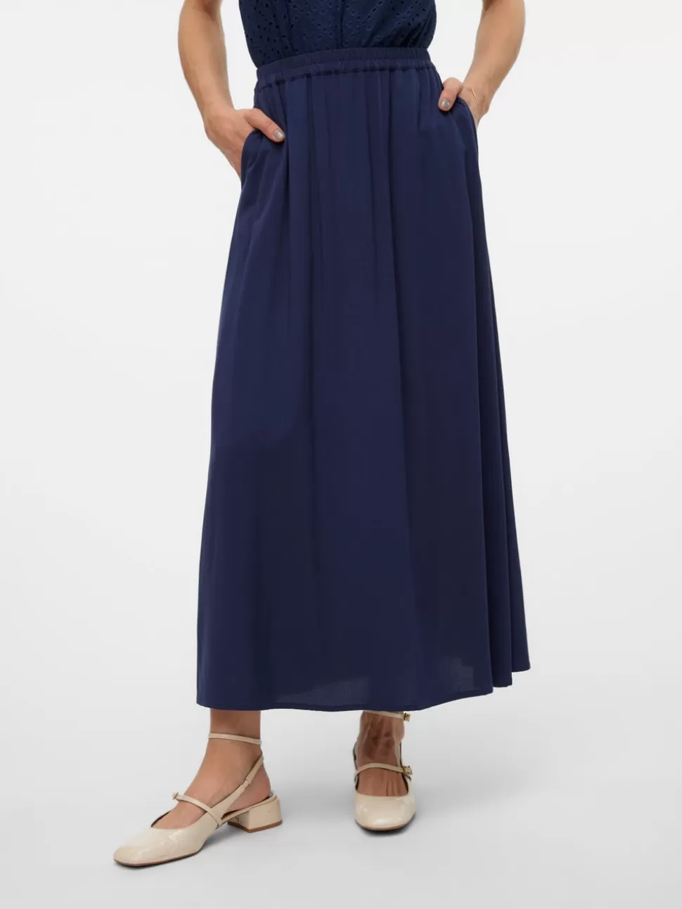 Kjolar^VERO MODA VMEASY Hög Midja Lång Kjol Navy Blazer