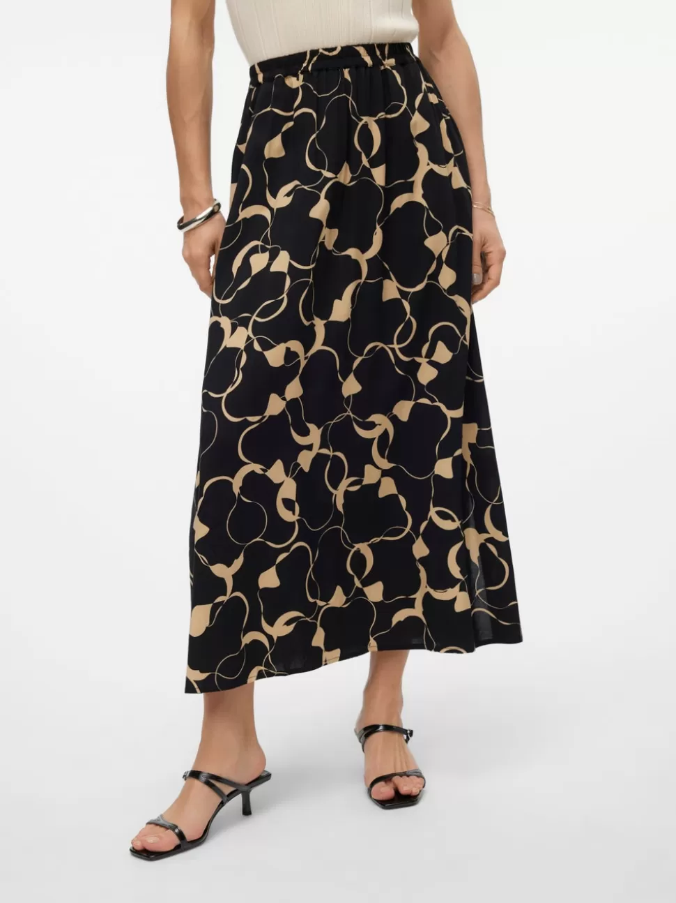 Kjolar^VERO MODA VMEASY Hög Midja Lång Kjol Black