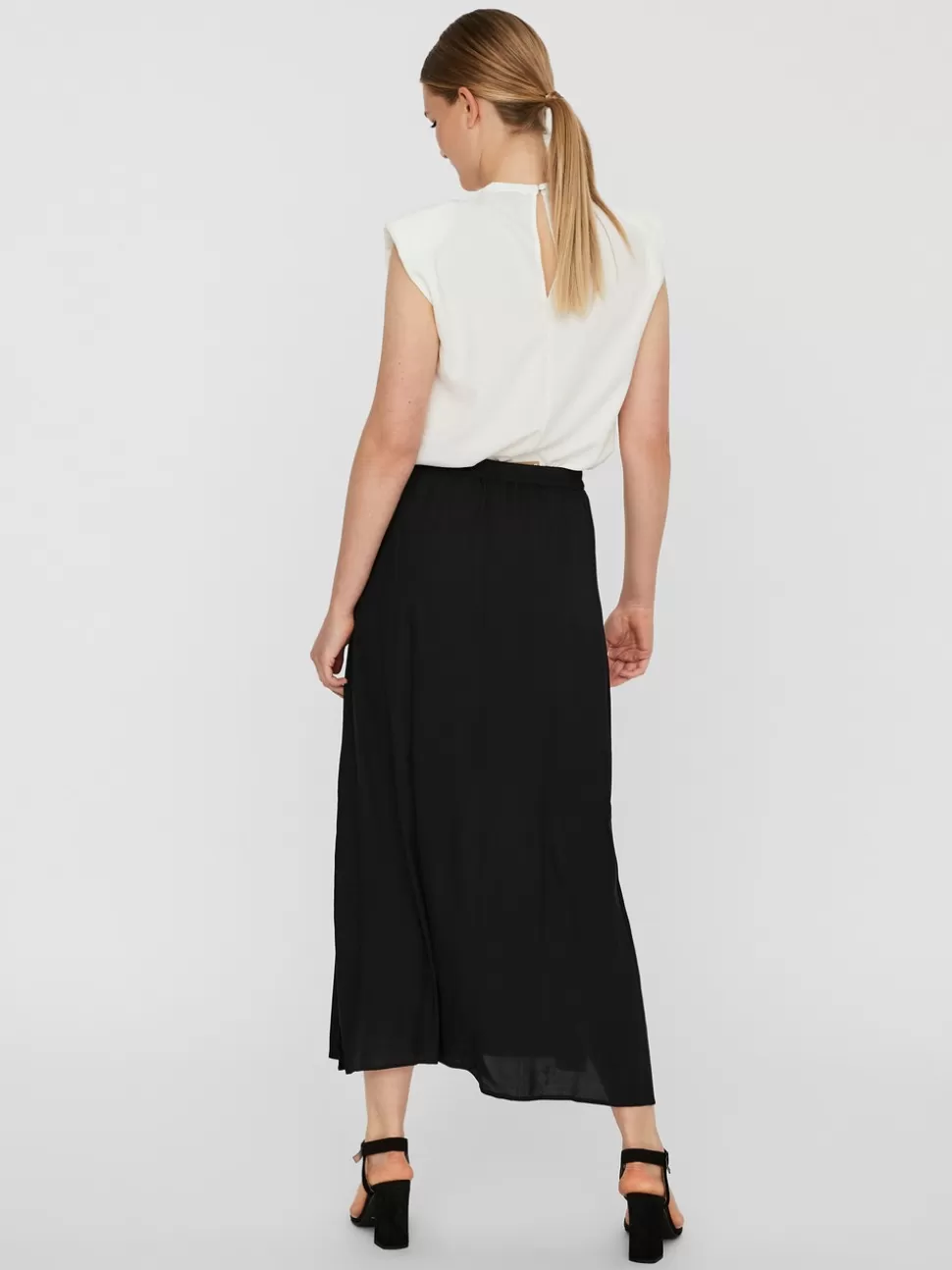 Kjolar^VERO MODA VMEASY Hög Midja Lång Kjol Black