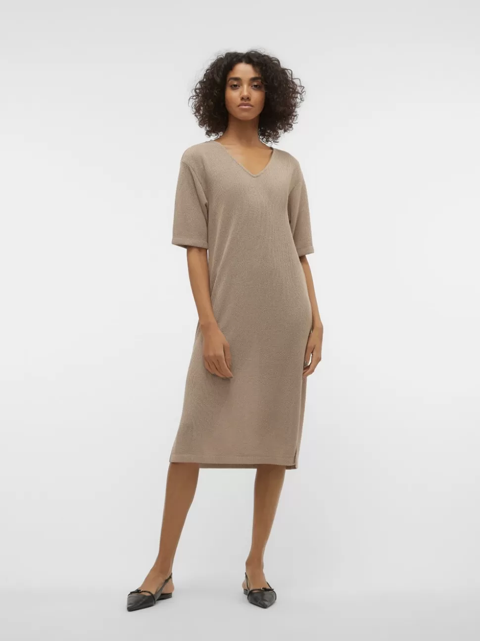 Klänningar^VERO MODA VMEDDIE Lång Klänning Silver Mink