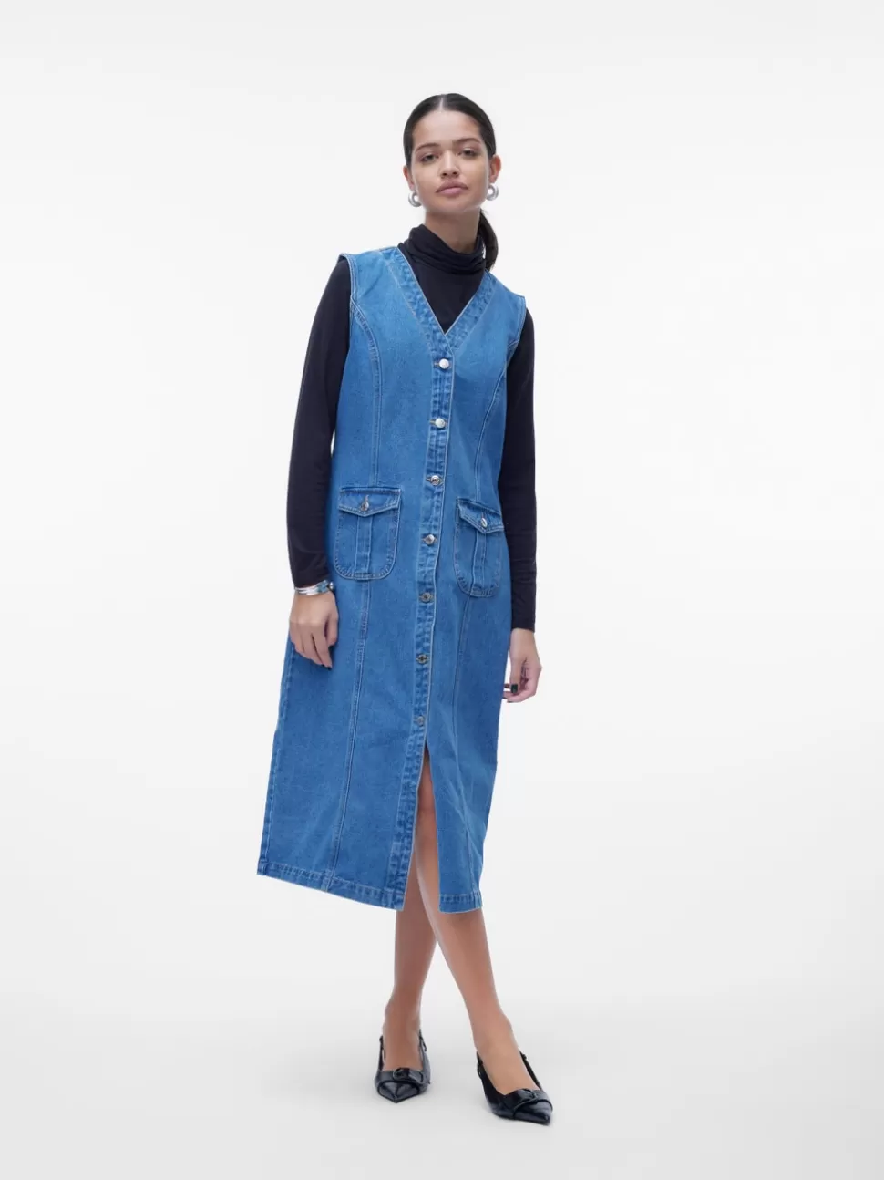 Klänningar^VERO MODA VMEDEN Skräddarsydd Väst Medium Blue Denim