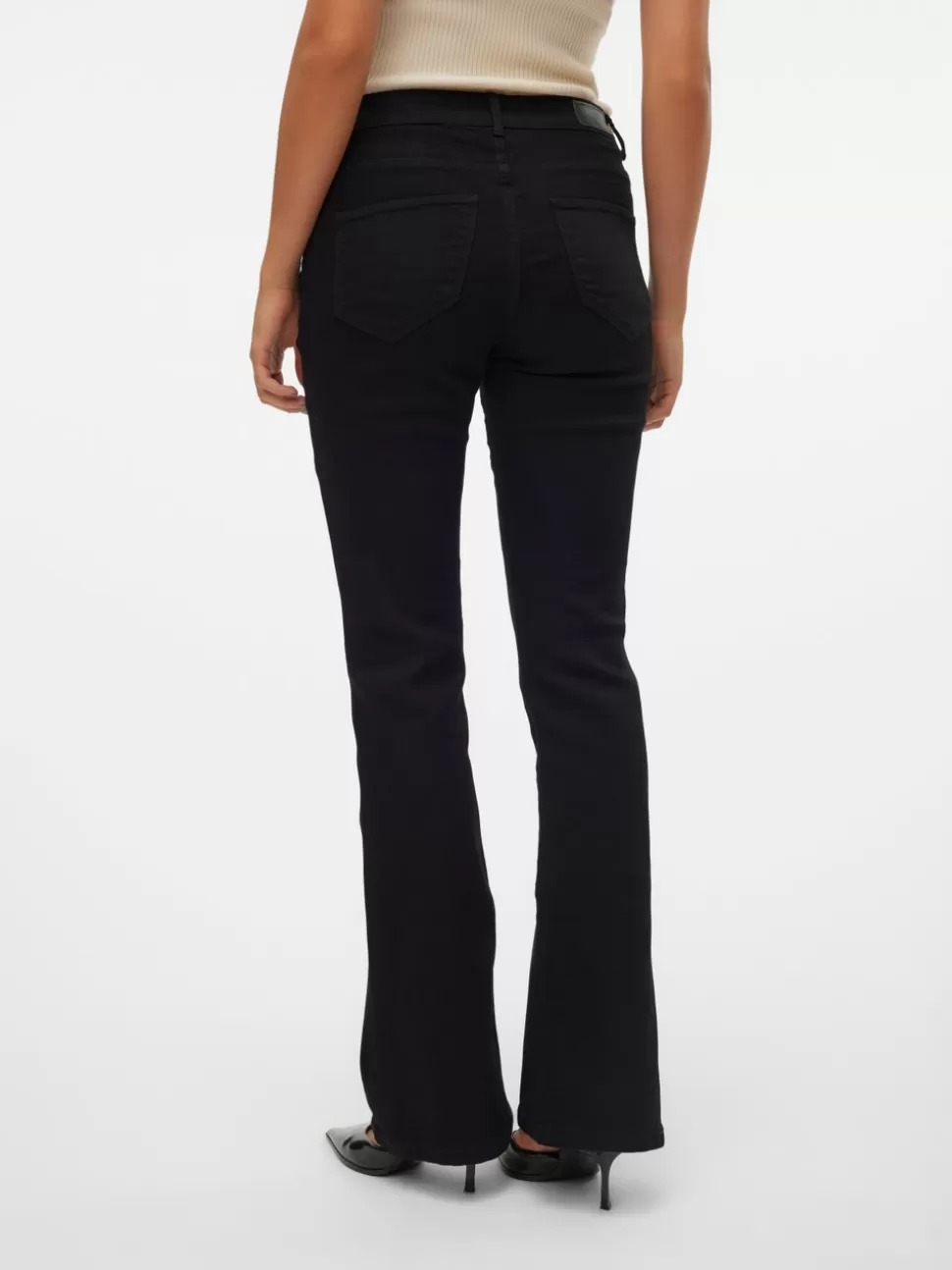 Jeans^VERO MODA VMELLY Medelhög Midja Utsvängd Passform Jeans Black