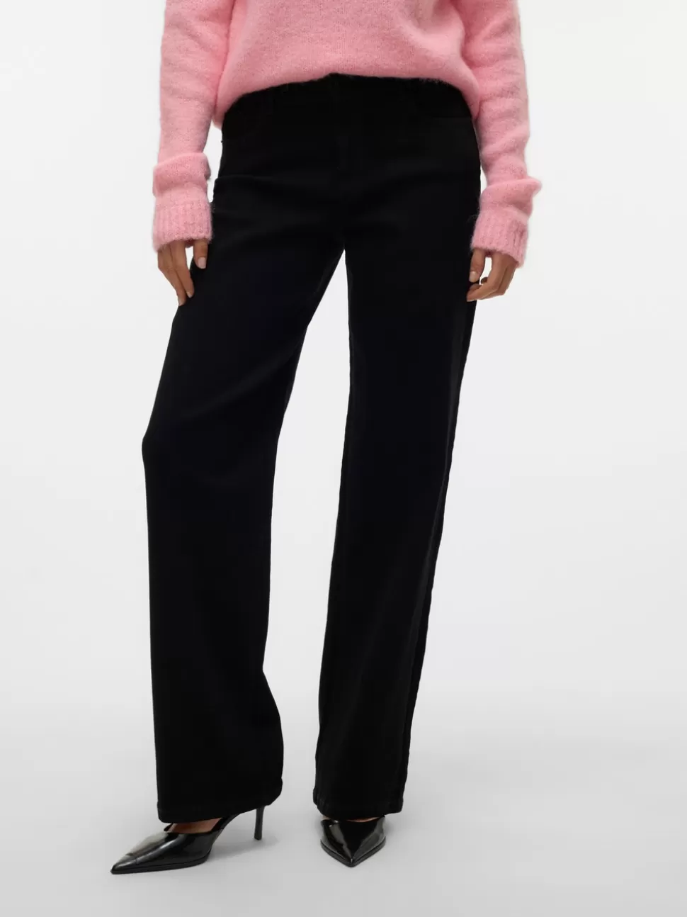 Jeans^VERO MODA VMELLY Medelhög Midja Vida Ben Jeans Black