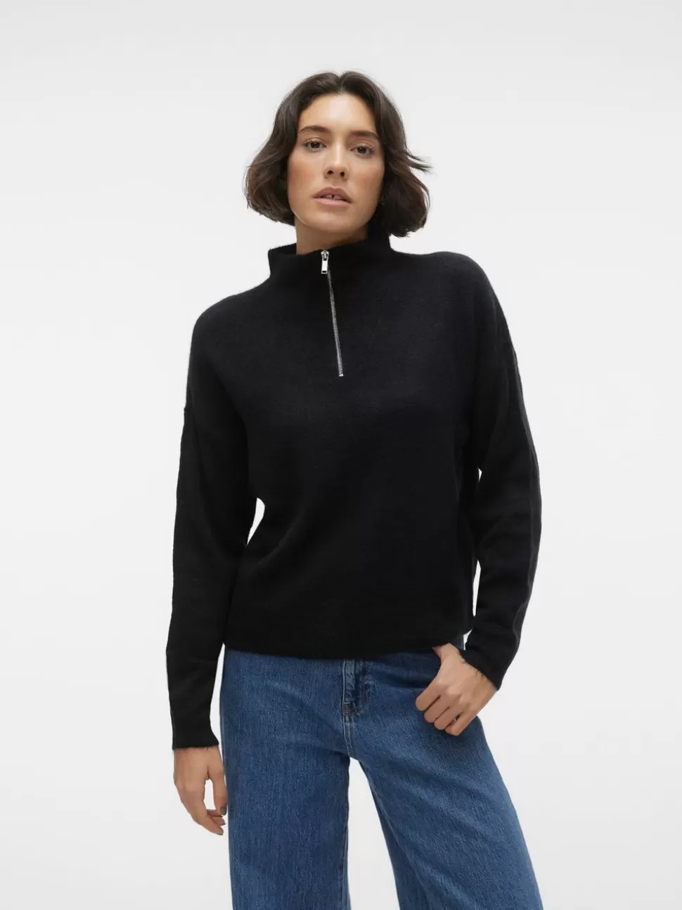 Stickat | Basics^VERO MODA VMELLYLEFILE Pullover Black