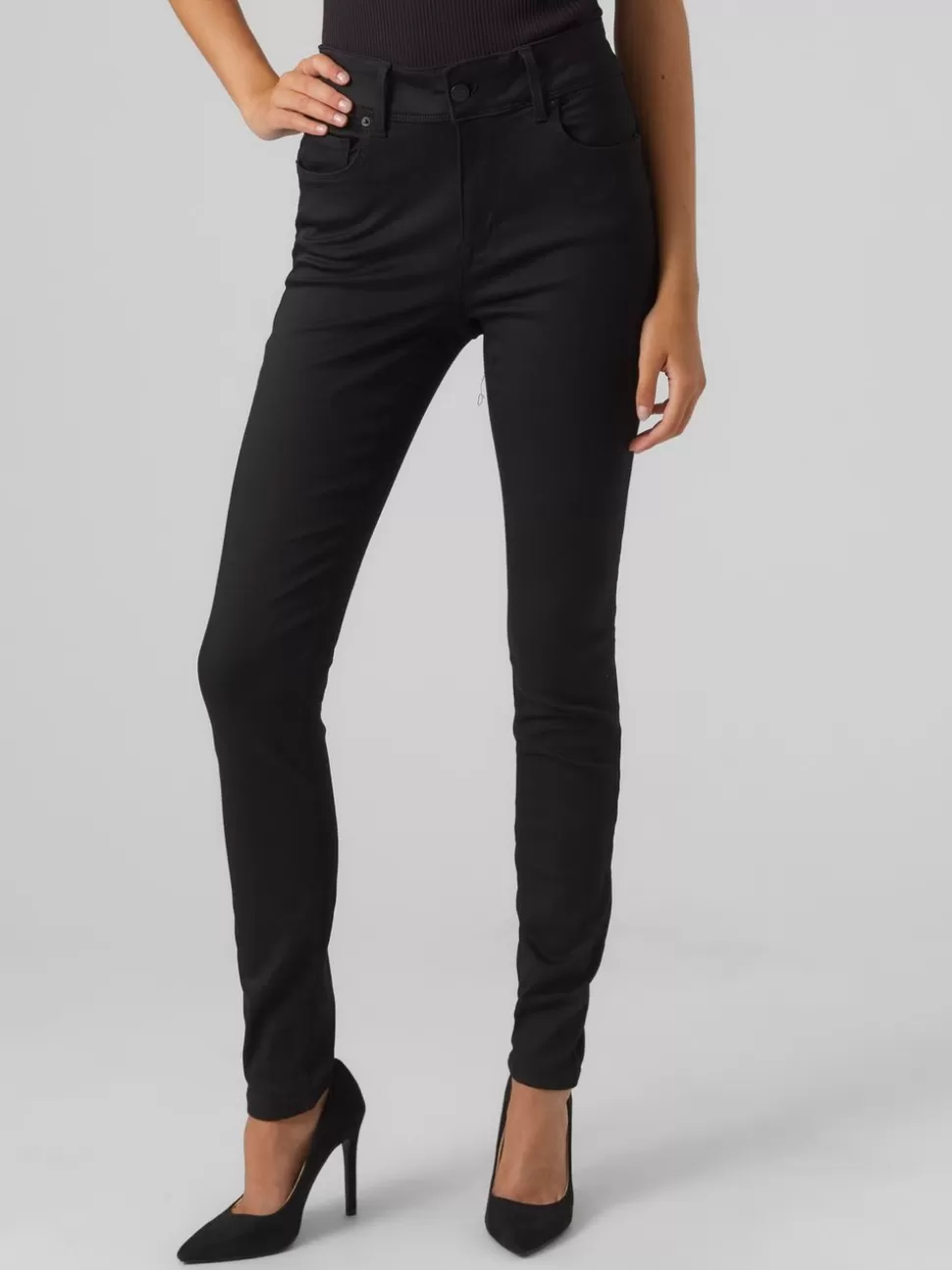 Jeans^VERO MODA VMEMBRACE Medelhög Midja Skinny Fit Jeans Black
