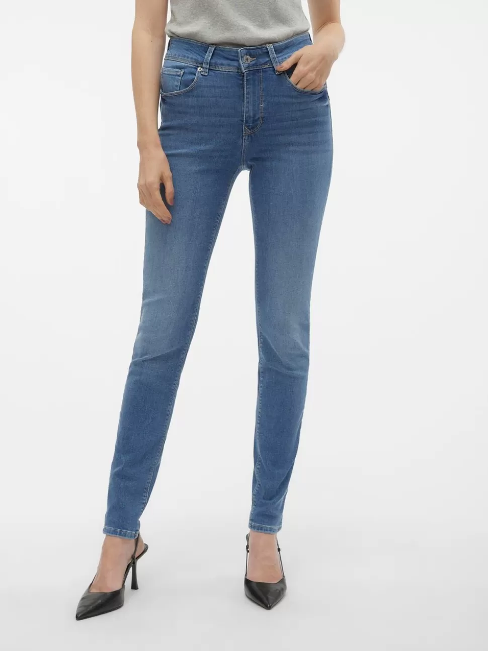 Jeans^VERO MODA VMEMBRACE Medelhög Midja Skinny Fit Jeans Medium Blue Denim