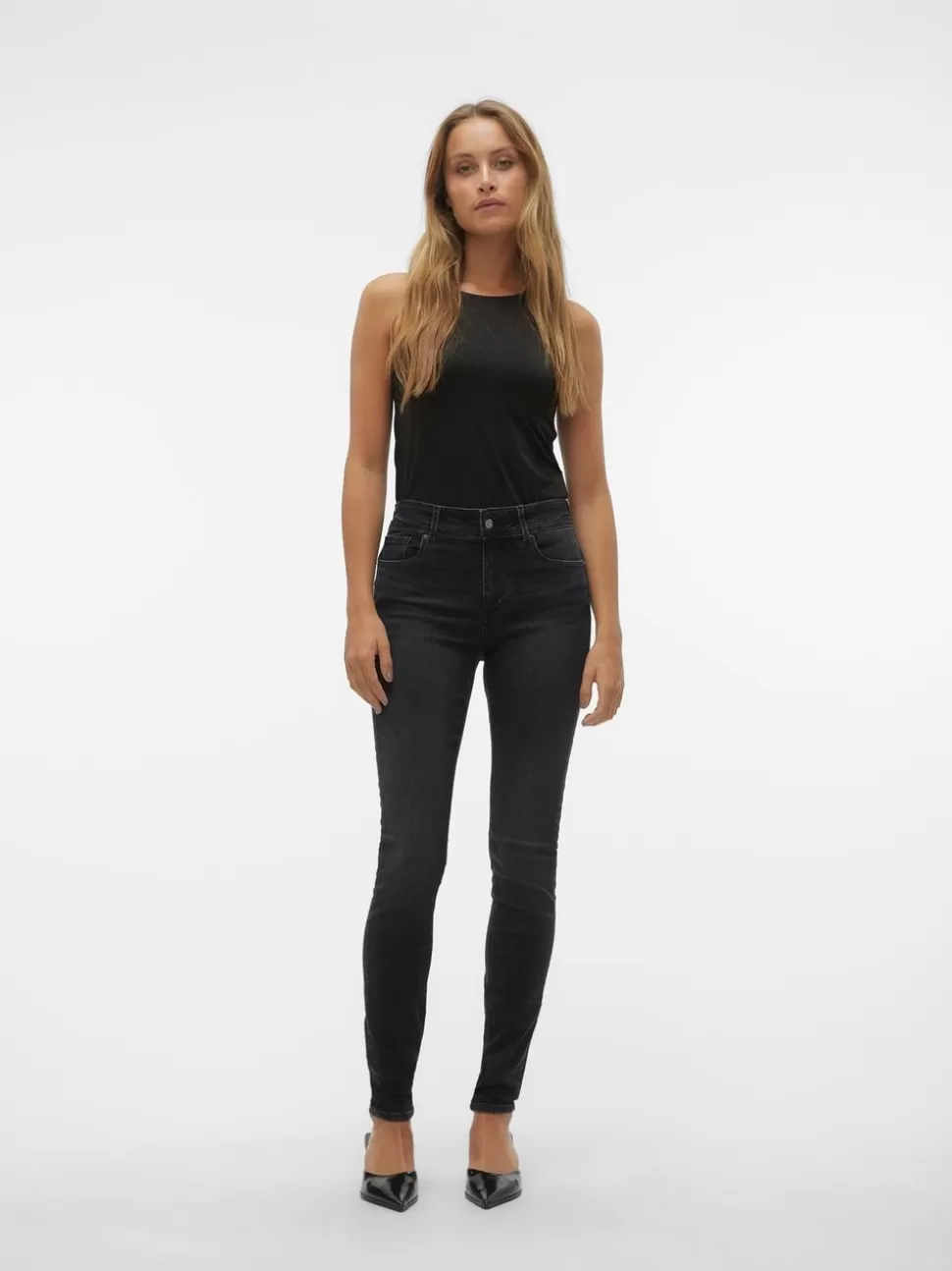 Jeans^VERO MODA VMEMBRACE Medelhög Midja Skinny Fit Jeans Black Denim