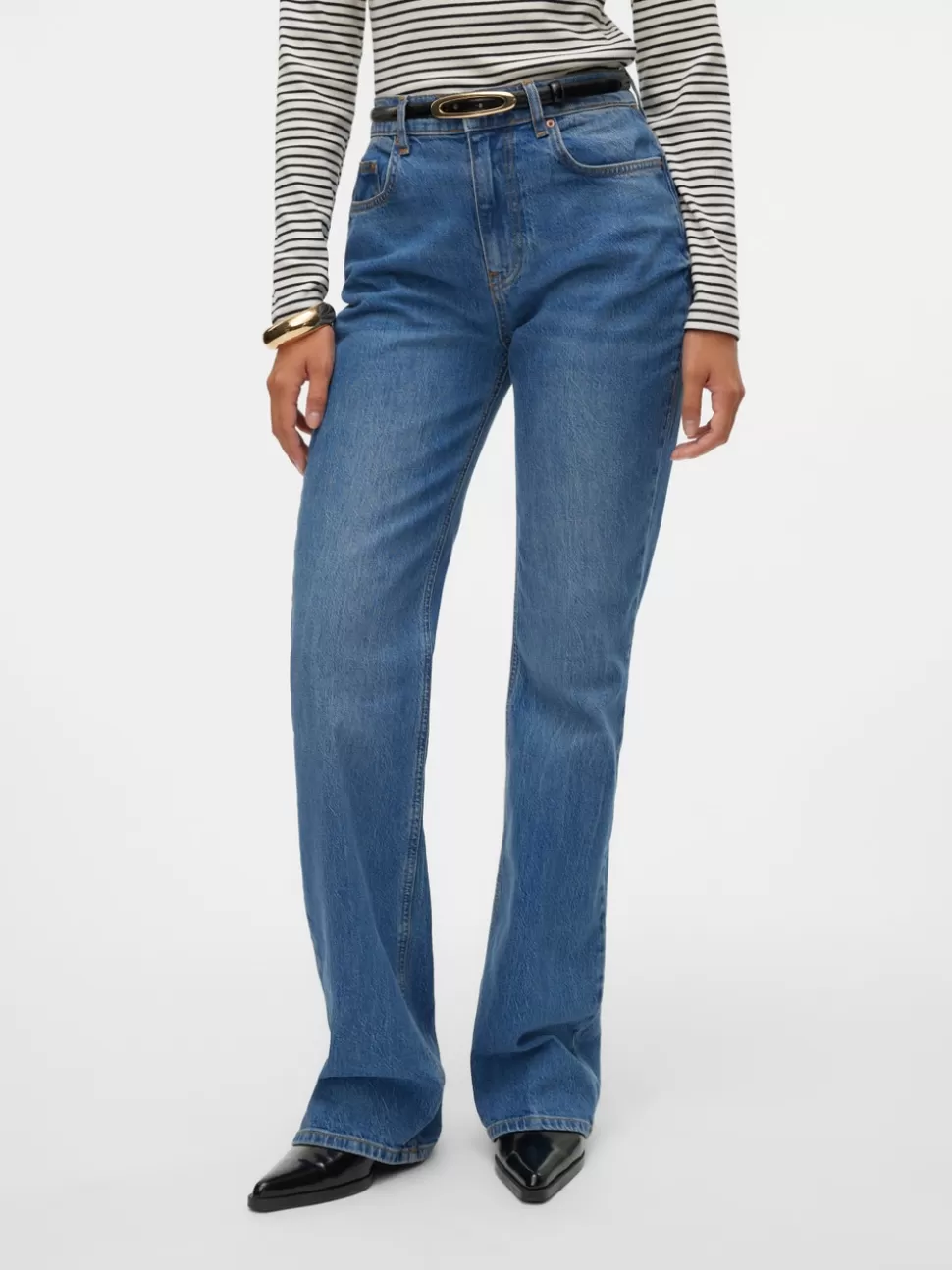 Jeans^VERO MODA VMEMILY Hög Midja Utsvängd Passform Jeans Medium Blue Denim