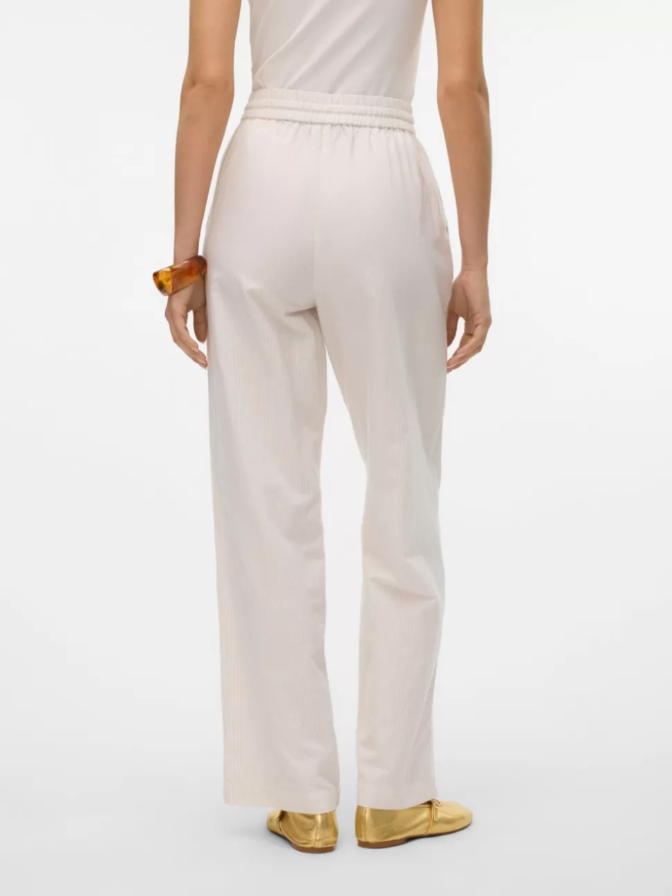 Byxor^VERO MODA VMENYA Hög Midja Byxor Silver Lining