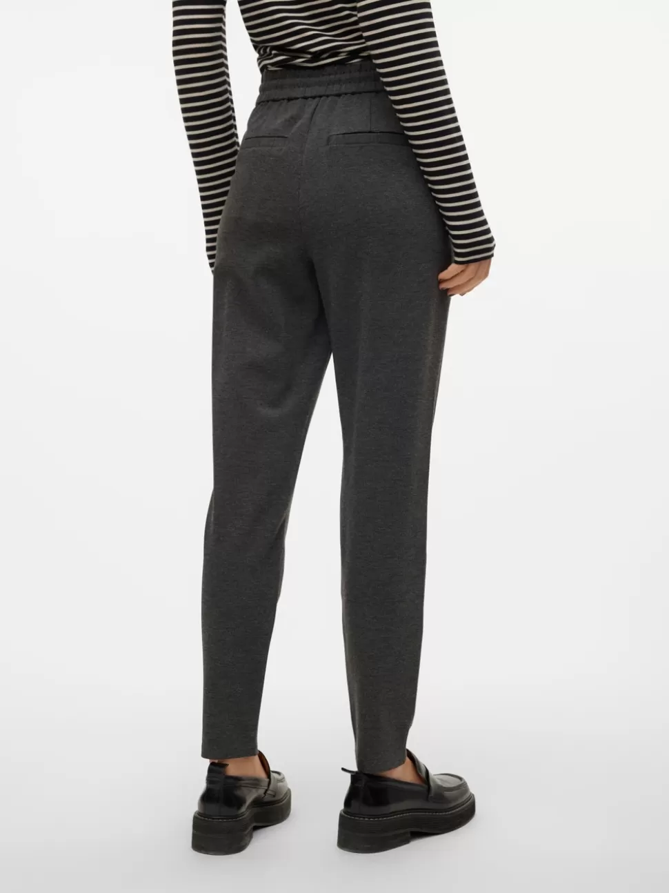 Byxor^VERO MODA VMEVA Låg Midja Byxor Dark Grey Melange