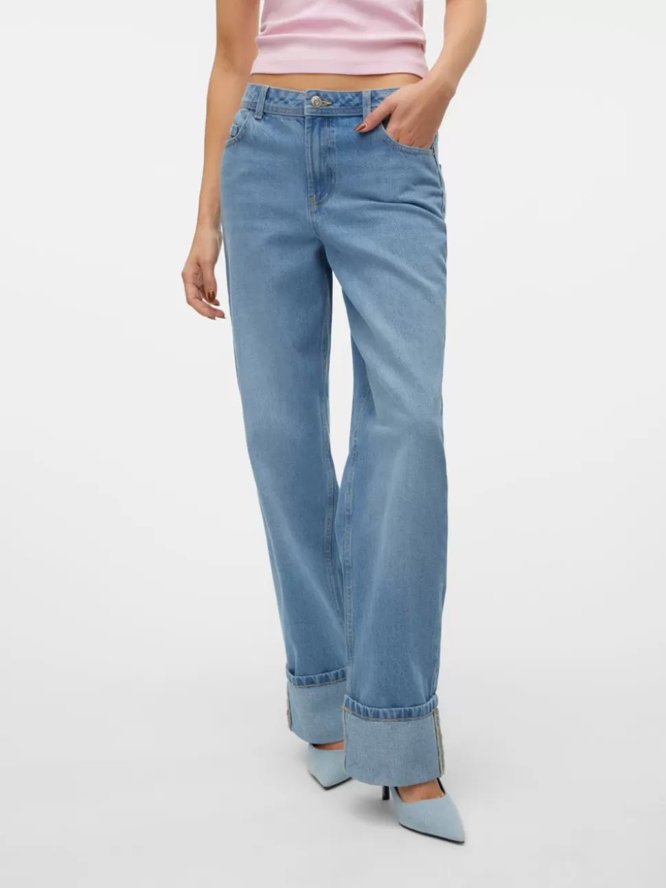 Jeans^VERO MODA VMEVELYN Låg Midja Lös Passform Jeans Medium Blue Denim