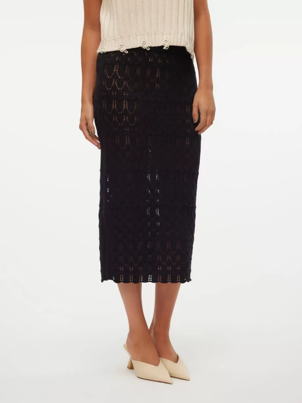 Kjolar^VERO MODA VMFABIENNE Hög Midja Lång Kjol Black