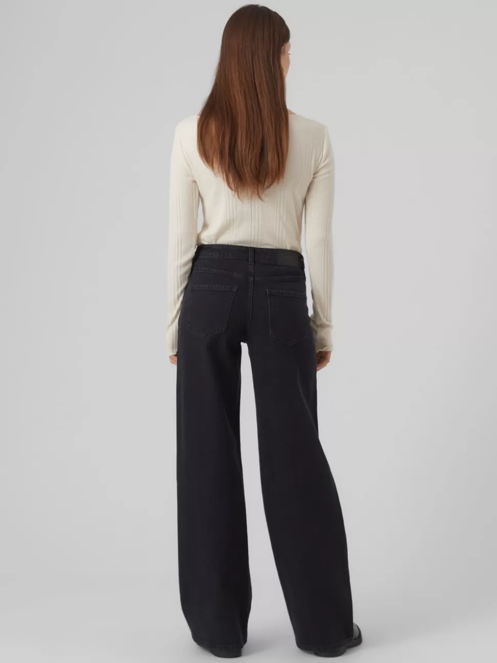Jeans^VERO MODA VMFAITH Låg Midja Vid Passform Jeans Black Denim
