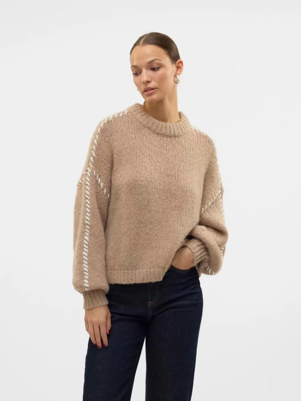 Stickat^VERO MODA VMFENG Pullover Silver Mink