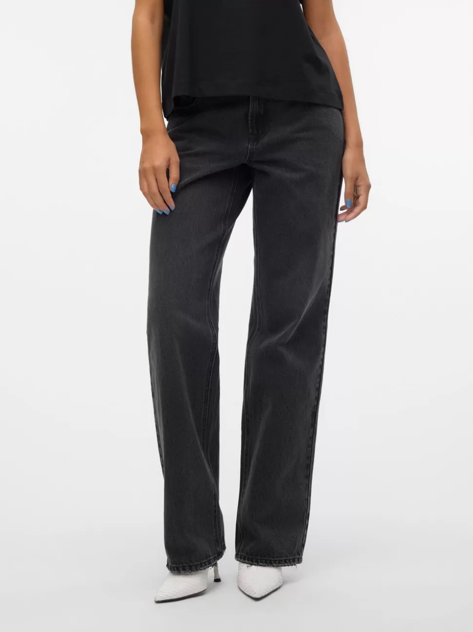Jeans^VERO MODA VMFILIPPA Låg Midja Rak Passform Jeans Black Denim