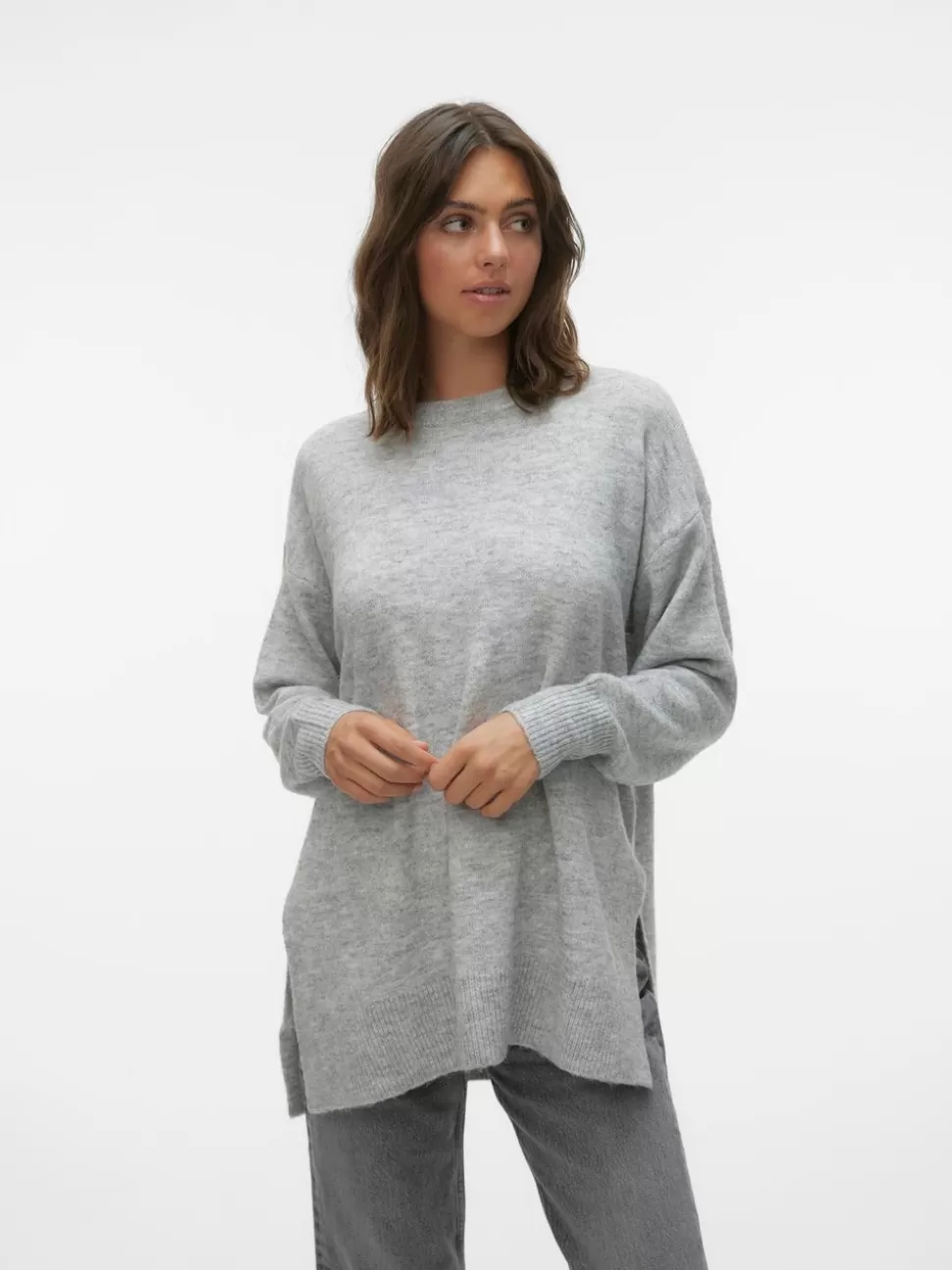 Stickat | Basics^VERO MODA VMFILUCA Pullover Light Grey Melange