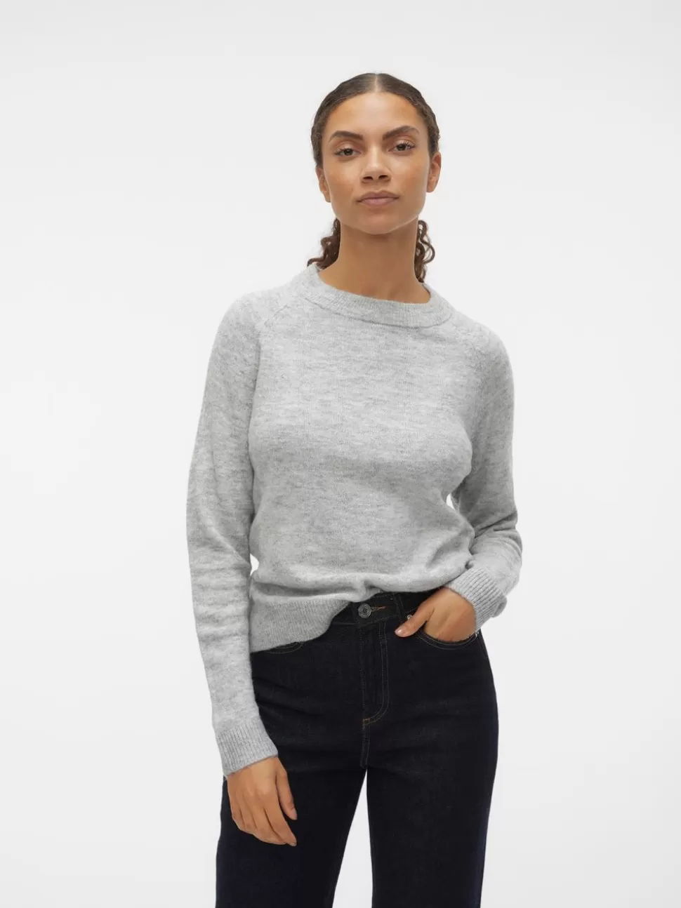 Stickat | Basics^VERO MODA VMFILUCA Pullover Light Grey Melange
