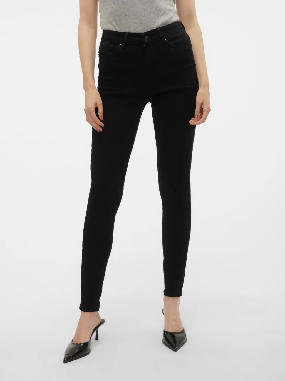 Jeans^VERO MODA VMFLASH Medelhög Midja Skinny Fit Jeans Black Denim