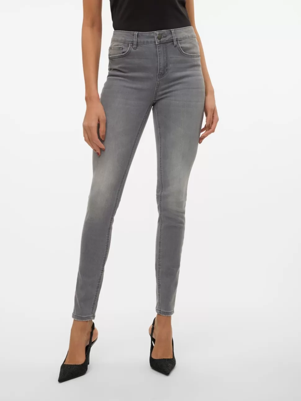 Jeans | Basics^VERO MODA VMFLASH Medelhög Midja Skinny Fit Jeans Light Grey Denim