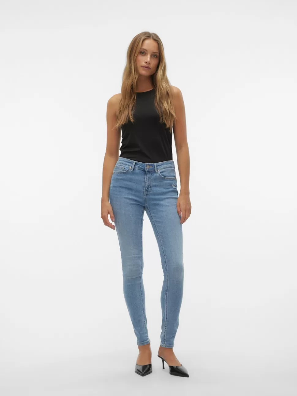 Jeans^VERO MODA VMFLASH Medelhög Midja Skinny Fit Jeans Light Blue Denim