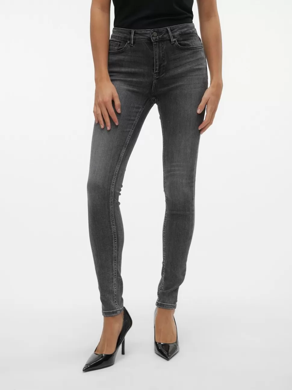Jeans | Basics^VERO MODA VMFLASH Medelhög Midja Skinny Fit Jeans Medium Grey Denim