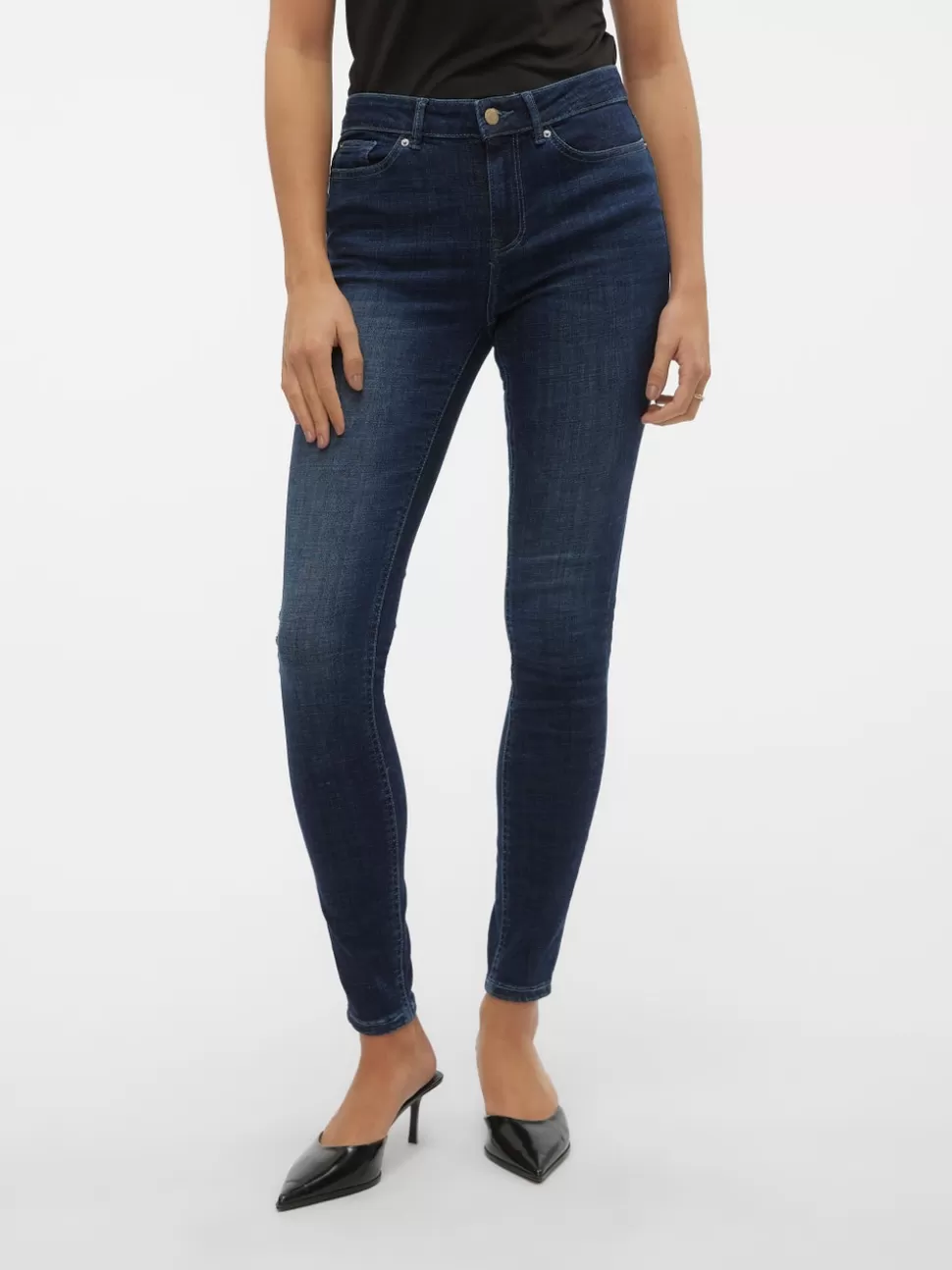 Jeans^VERO MODA VMFLASH Medelhög Midja Skinny Fit Jeans Dark Blue Denim