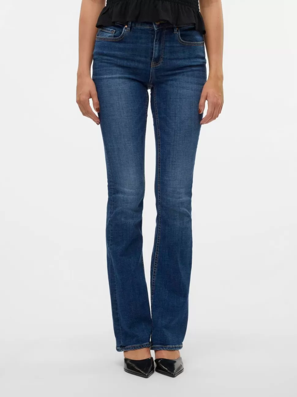 Jeans | Hemmakläder^VERO MODA VMFLASH Medelhög Midja Utsvängd Passform Jeans Dark Blue Denim
