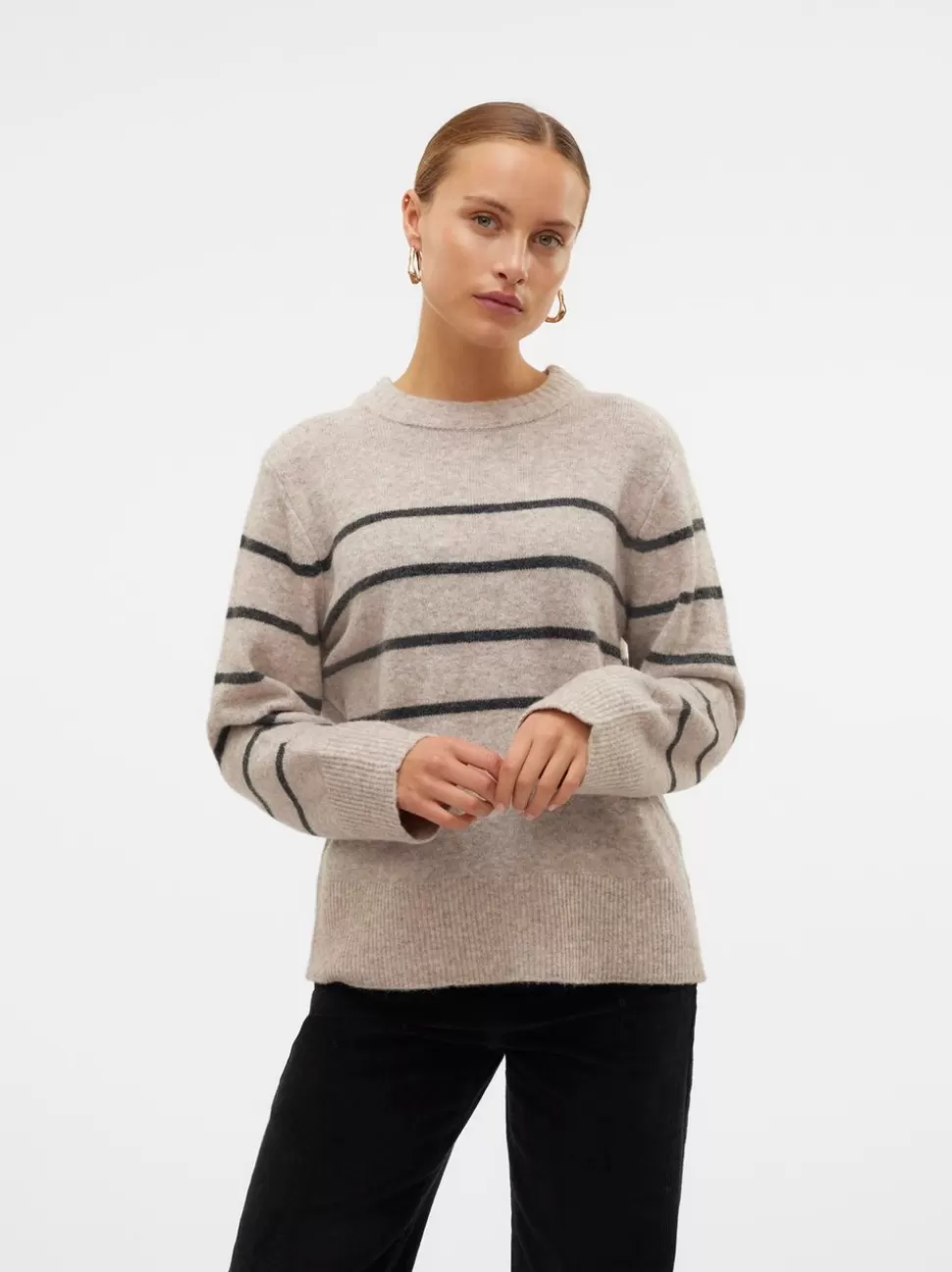 Stickat^VERO MODA VMFLAWLESS Pullover Silver Mink