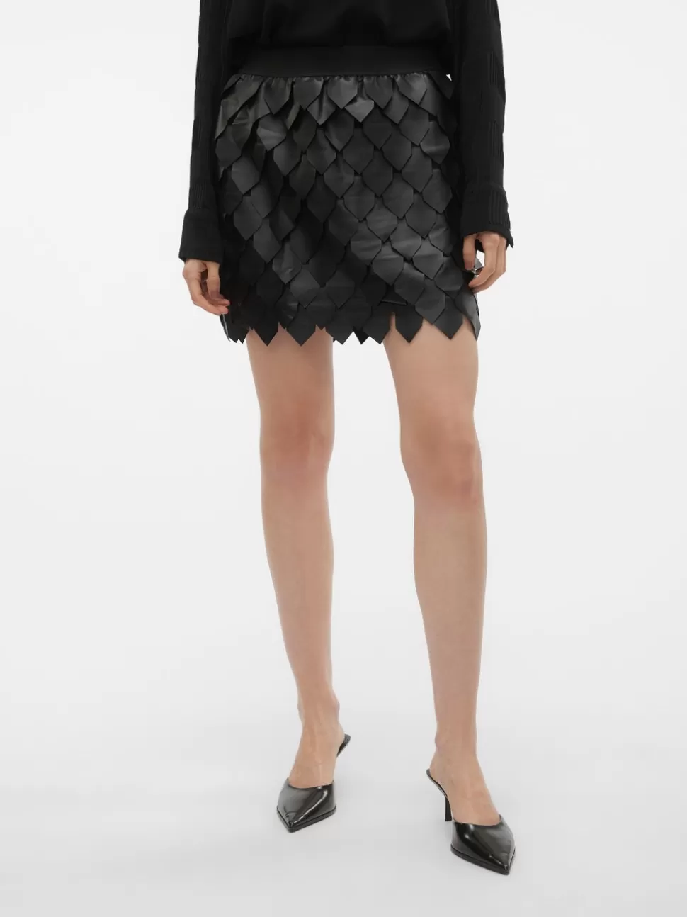 Kjolar^VERO MODA VMFLORA Hög Midja Kort Kjol Black