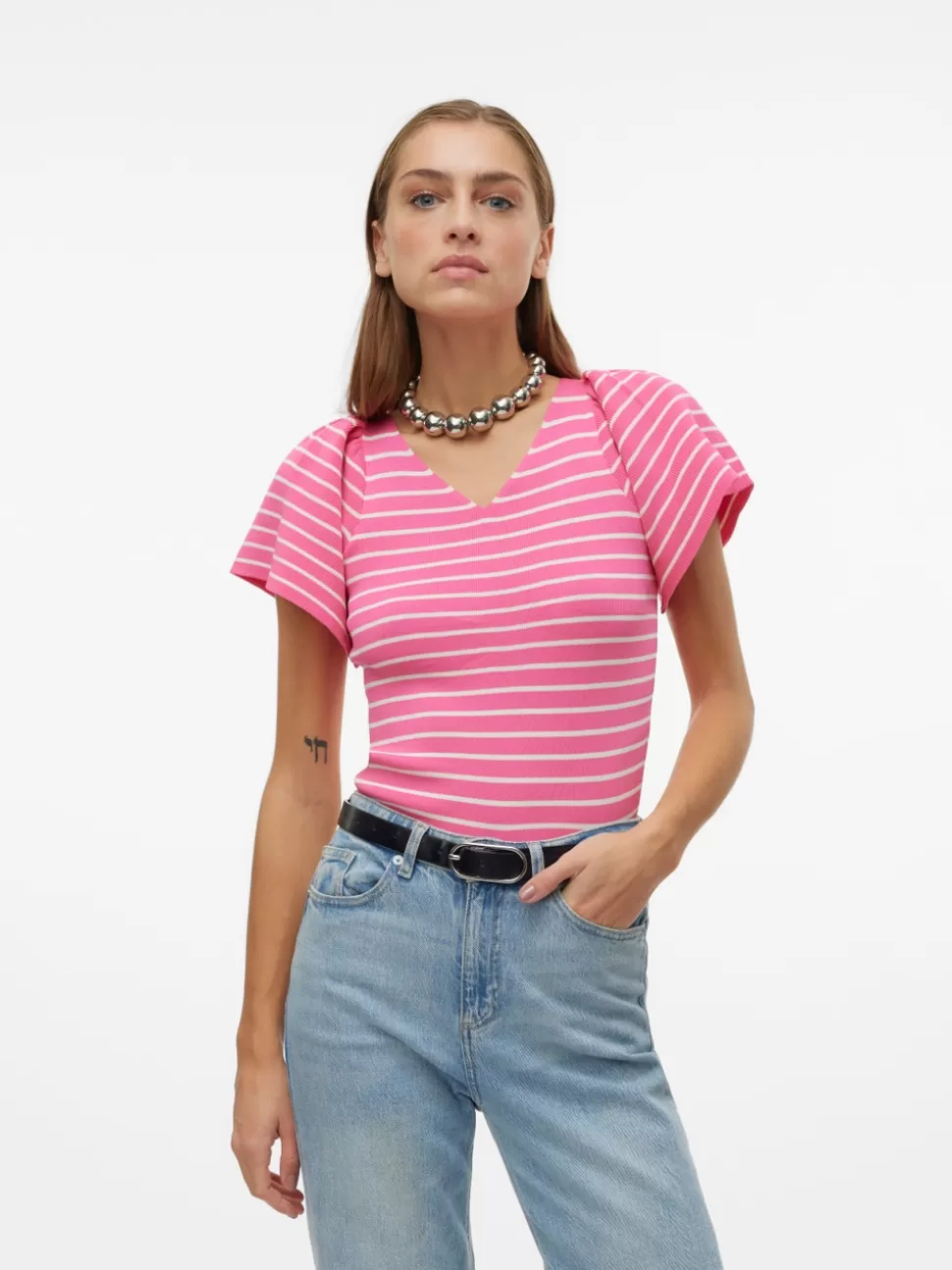 Stickat | Basics^VERO MODA VMGINNY Pullover Raspberry Sorbet