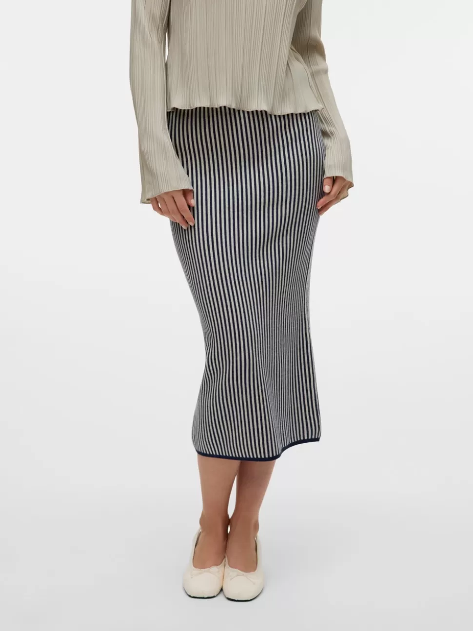 Kjolar^VERO MODA VMGOLD Hög Midja Midikjol Navy Blazer