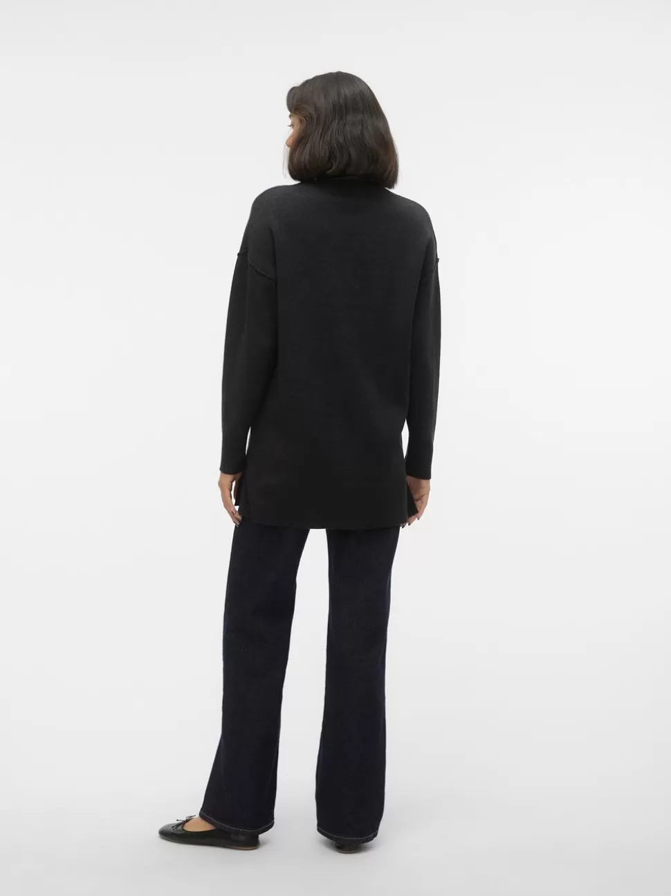 Stickat^VERO MODA VMGOLD Pullover Dark Grey Melange