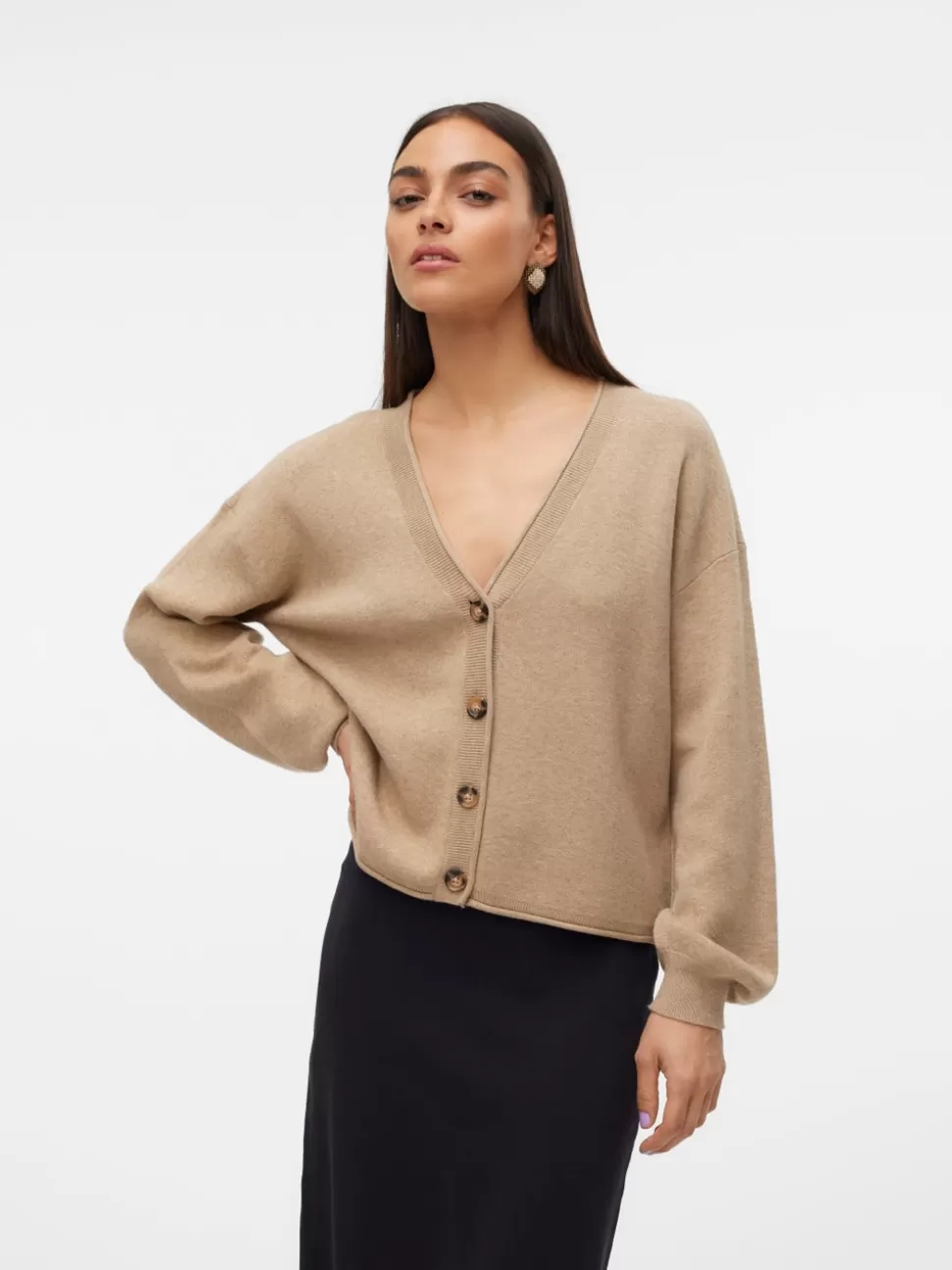 Stickat^VERO MODA VMGOLD Stickad Kofta Silver Mink